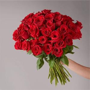 FIFTY LONG STEM RED ROSES HAND-TIED BOUQUET – HEART LAKE FLOWERS & GIFTS, Brampton ON