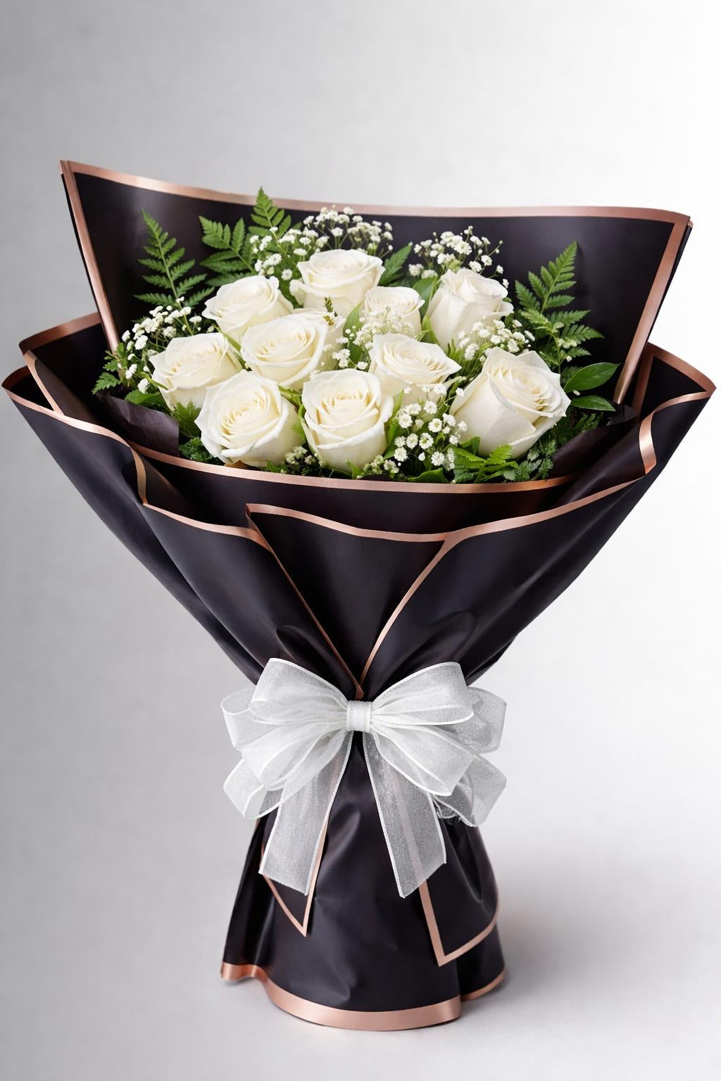Dozen white roses in special wrapping – HEART LAKE FLOWERS & GIFTS, Brampton ON