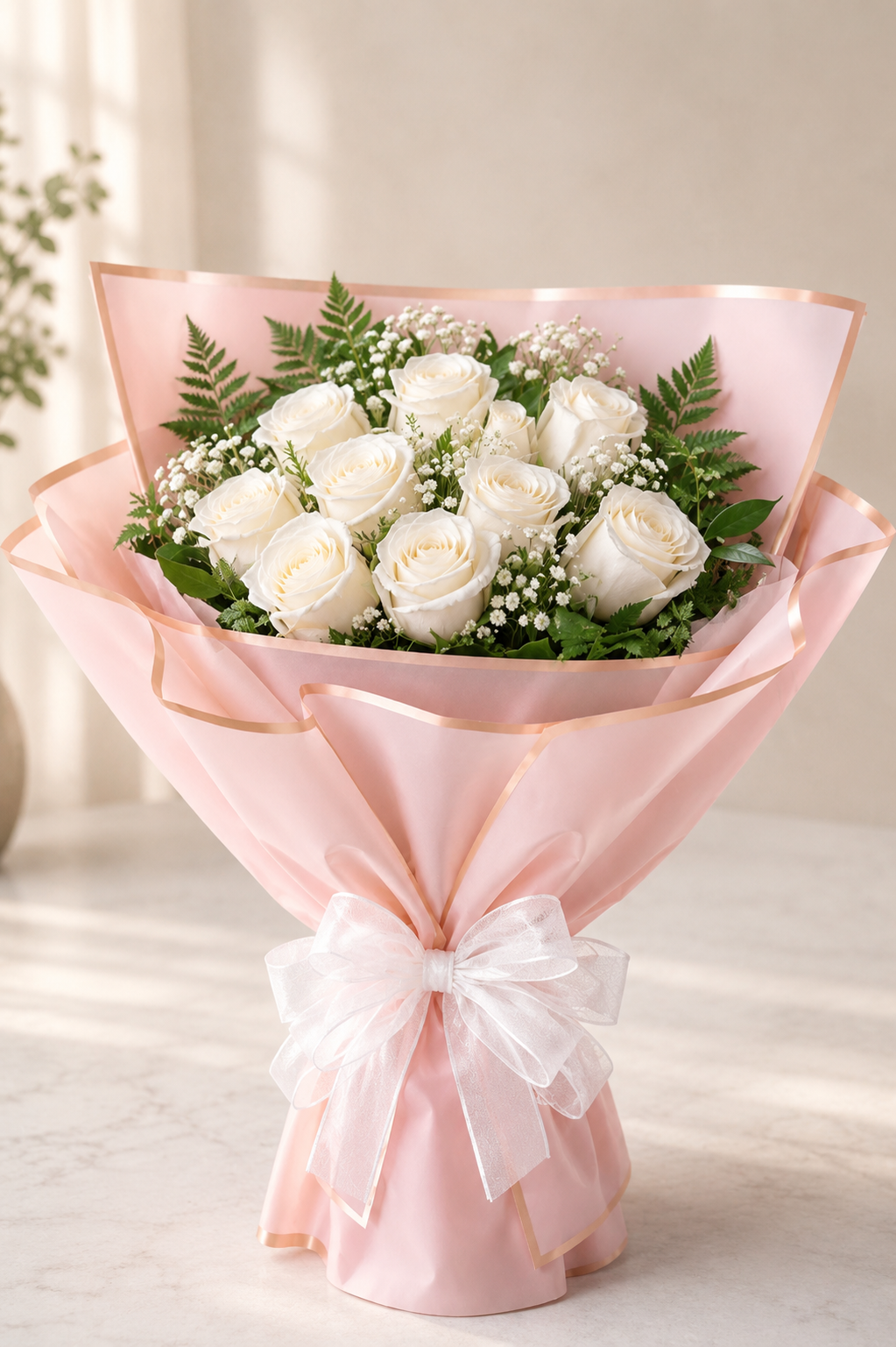 Dozen white roses in special wrapping  – HEART LAKE FLOWERS & GIFTS, Brampton ON