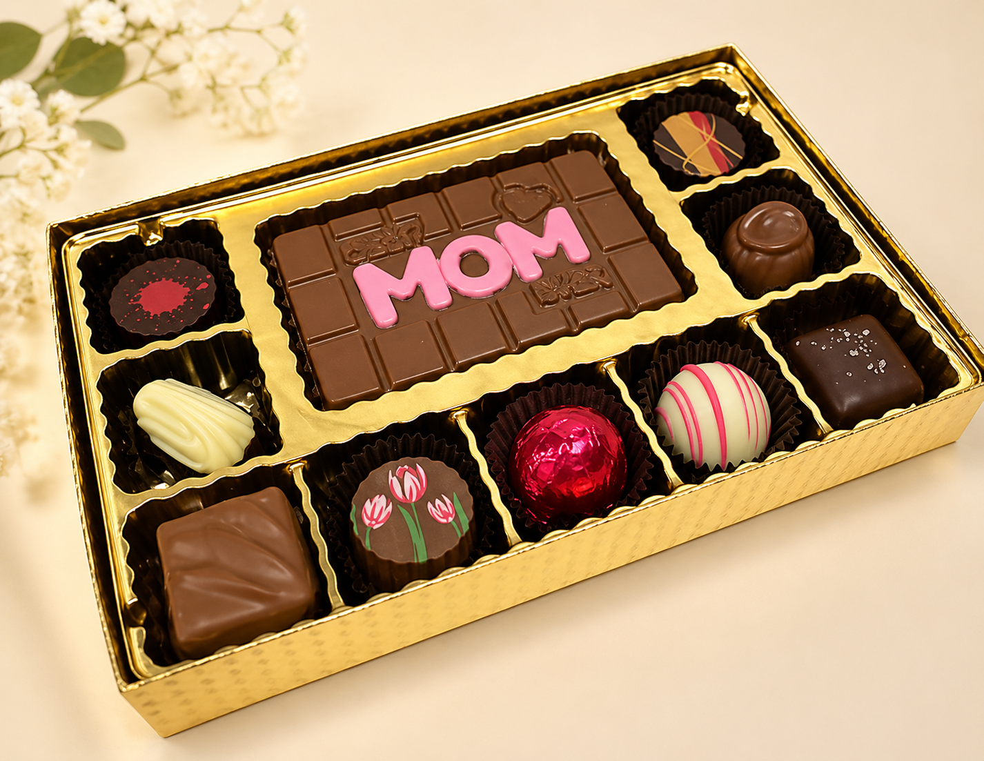 MOM Chocolate bar with Assorted Chocolates & Truffles.