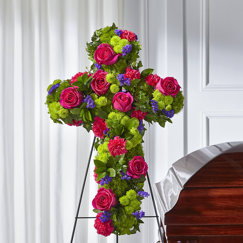 Tribute Rose Floral Cross – HEART LAKE FLOWERS & GIFTS, Brampton ON