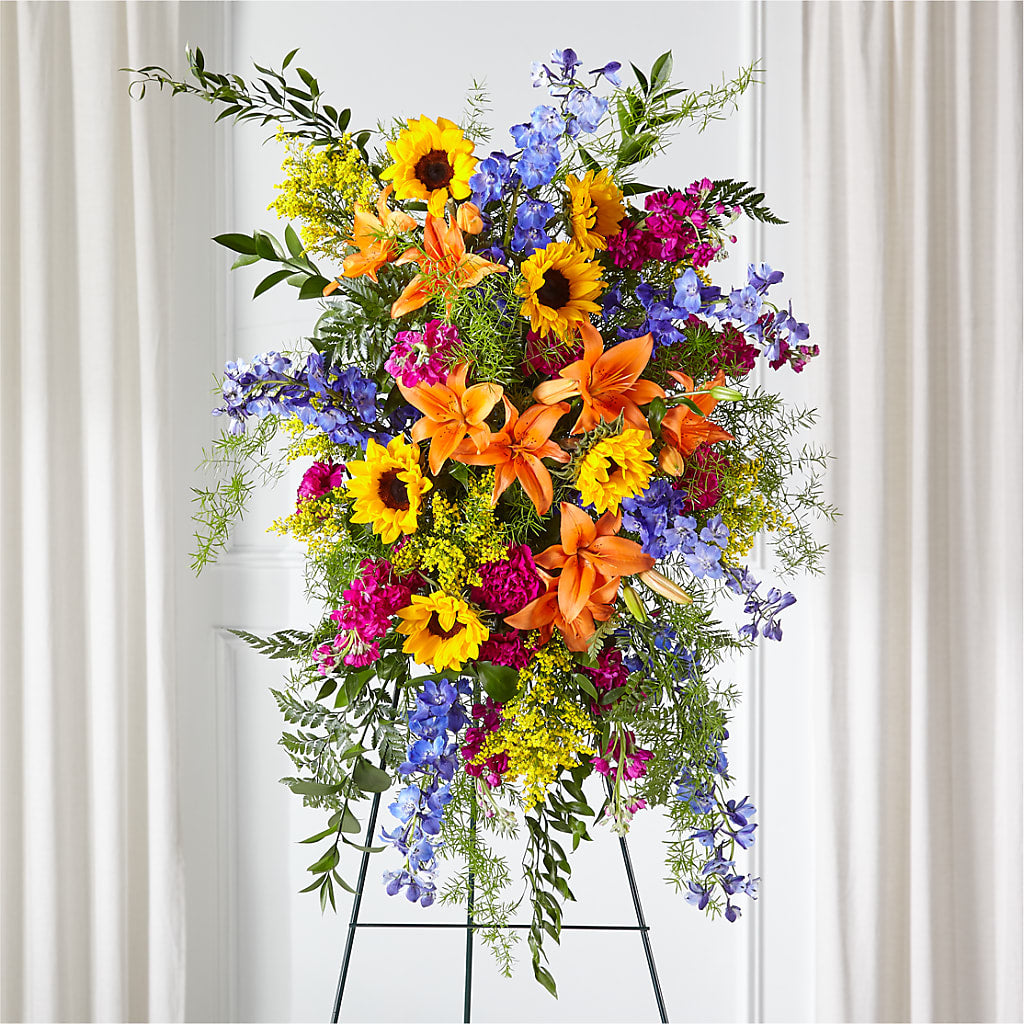 Sunlit Memories Standing Spray (Standard) – HEART LAKE FLOWERS & GIFTS, Brampton ON